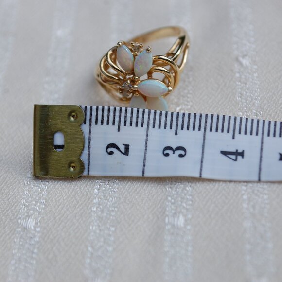 Opal and Diamond 14k Gold Ring Size 6 - Picture 13 of 14